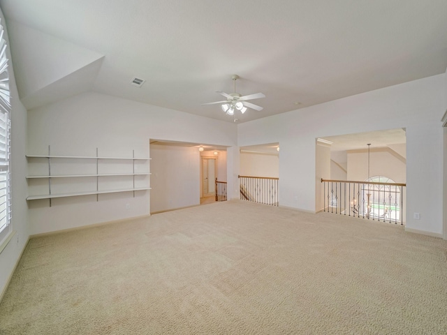 8009 Marathon Dr, Plano, TX 75024 - carpeted spare room featuring a ceiling fan, healthy amount of natural light, and vaulted ceiling