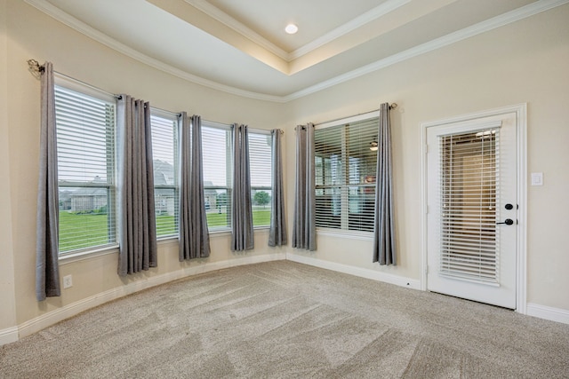 235 Bearclaw Cir, Aledo, TX 76008 - unfurnished room with carpet floors, crown molding, baseboards, and a tray ceiling