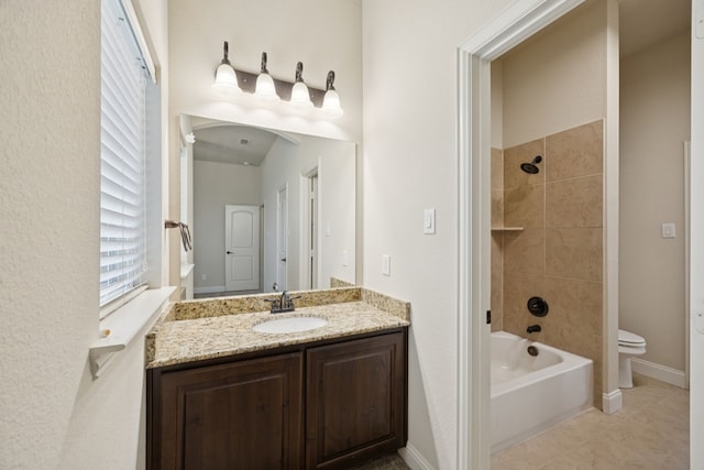 235 Bearclaw Cir, Aledo, TX 76008 - bathroom featuring toilet, vanity, plenty of natural light, and tub / shower combination