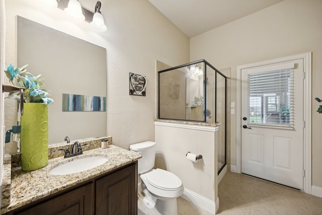 235 Bearclaw Cir, Aledo, TX 76008 - full bathroom with toilet, a shower stall, vanity, and tile patterned flooring