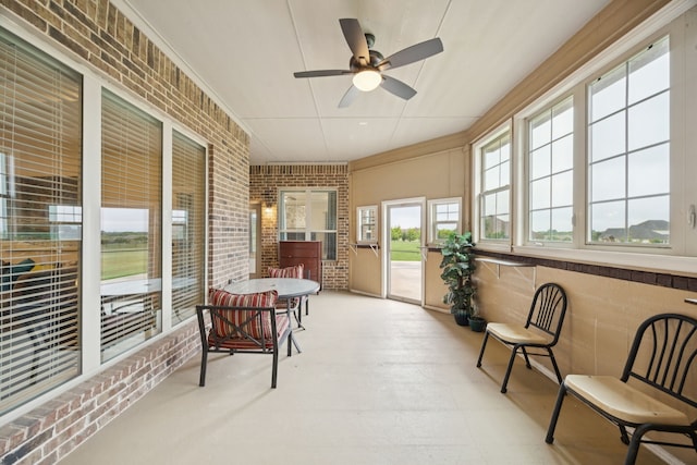 235 Bearclaw Cir, Aledo, TX 76008 - sunroom / solarium featuring brick wall and ceiling fan