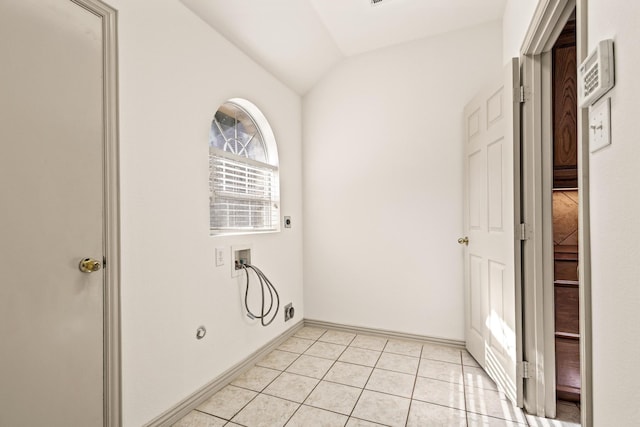 3559 Kayewood Dr, Little Elm, TX 75068 - laundry room featuring hookup for an electric dryer, hookup for a washing machine, light tile patterned floors, and baseboards