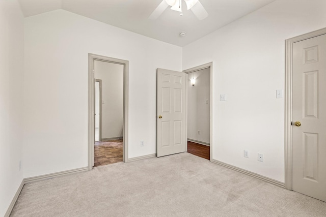 3559 Kayewood Dr, Little Elm, TX 75068 - unfurnished bedroom with carpet floors, ceiling fan, baseboards, and vaulted ceiling