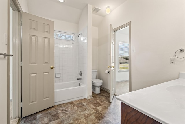 3559 Kayewood Dr, Little Elm, TX 75068 - full bathroom with toilet, vanity, shower / bath combination, and baseboards