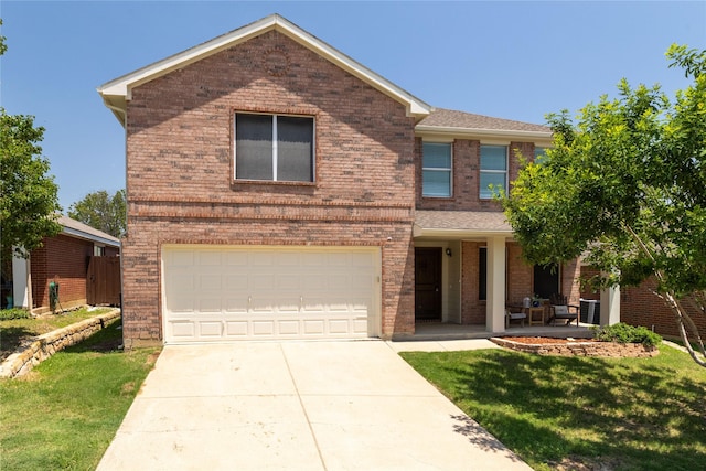 2133 Bliss Rd, Fort Worth, TX 76177 - traditional home featuring brick siding, a garage, concrete driveway, and a front lawn