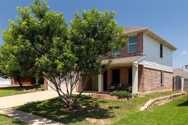 2133 Bliss Rd, Fort Worth, TX 76177 - view of front of property with brick siding, driveway, a porch, roof with shingles, and a garage