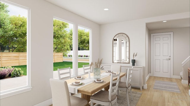 8425 Peach, Justin, TX 76247 - dining space featuring light wood-style flooring, recessed lighting, and baseboards