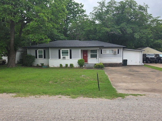 212 W 7th St, Lancaster, TX 75146 - ranch-style home featuring a front yard, concrete driveway, roof with shingles, and cooling unit