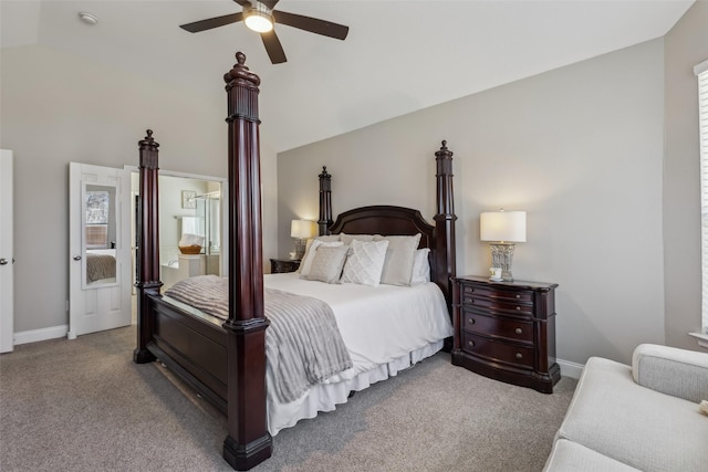 11310 Seguin Dr, Frisco, TX 75035 - carpeted bedroom with lofted ceiling, baseboards, and ceiling fan