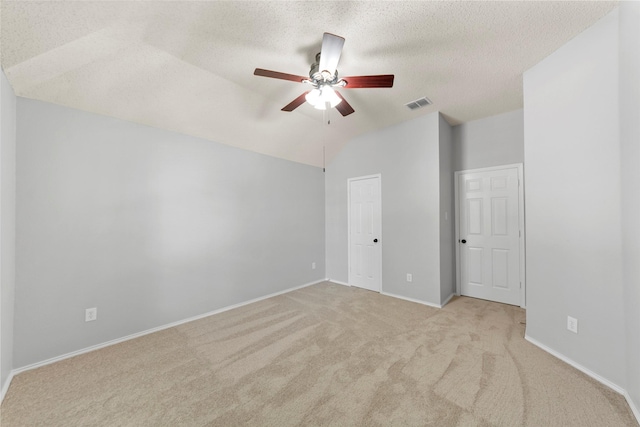 1106 Brook Ridge Ave, Allen, TX 75002 - unfurnished bedroom with lofted ceiling, carpet flooring, a textured ceiling, baseboards, and a ceiling fan