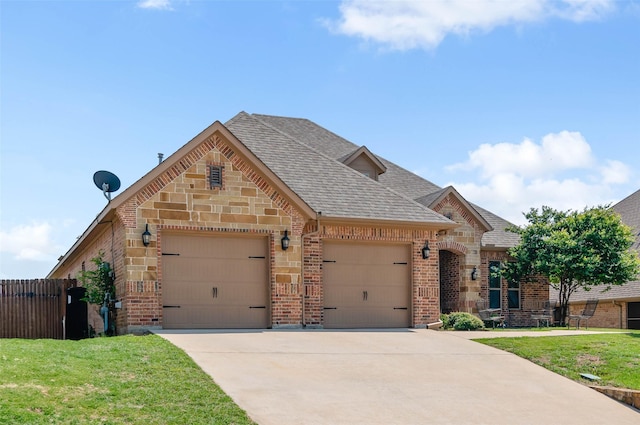 705 La Paloma Rd, Sanger, TX 76266 - view of front of home featuring brick siding, an attached garage, concrete driveway, and a shingled roof