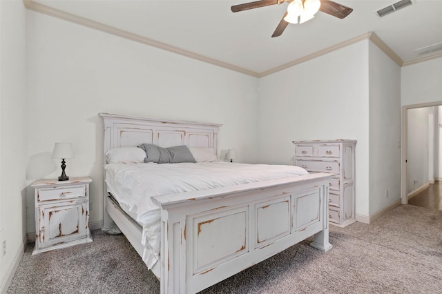 705 La Paloma Rd, Sanger, TX 76266 - bedroom with crown molding, light carpet, baseboards, and ceiling fan
