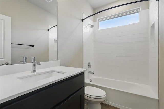 1253 Presidio Ln, Weatherford, TX 76087 - full bath with toilet, vanity, shower / bathtub combination, and wood finished floors