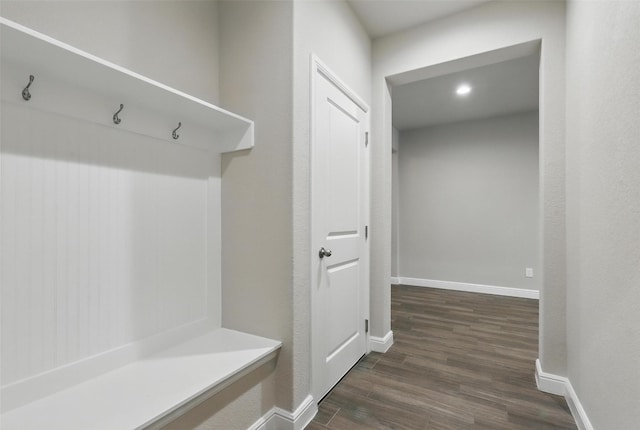 1253 Presidio Ln, Weatherford, TX 76087 - mudroom featuring dark wood-style floors and baseboards