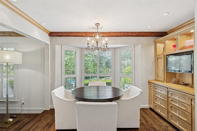 6015 Meadowcreek Dr, Dallas, TX 75248 - dining room with dark wood-type flooring and a chandelier