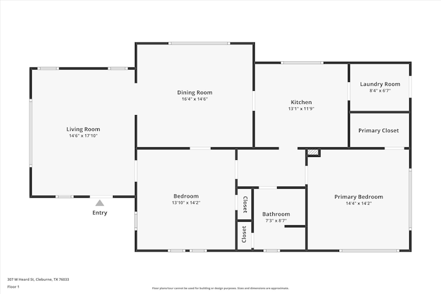 308 W Heard St, Cleburne, TX 76033 - property floor plan