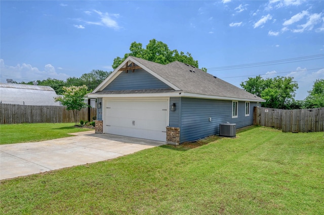 110 Thode St, Whitesboro, TX 76273 - view of side of property with central air condition unit, roof with shingles, and a detached garage