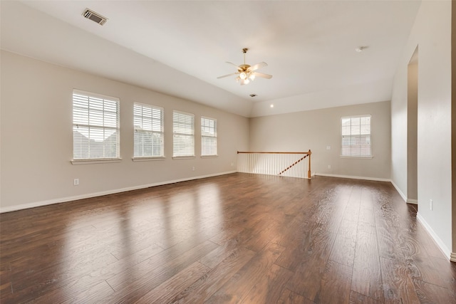 402 Thistle Ct, Southlake, TX 76092 - empty room featuring a ceiling fan, dark wood-type flooring, and baseboards