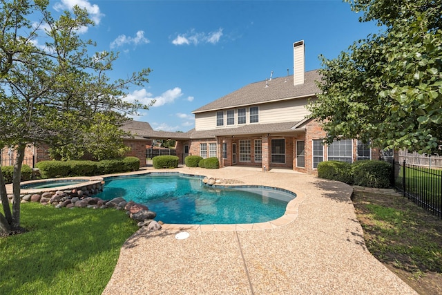 402 Thistle Ct, Southlake, TX 76092 - view of swimming pool with a patio, french doors, and a pool with connected hot tub