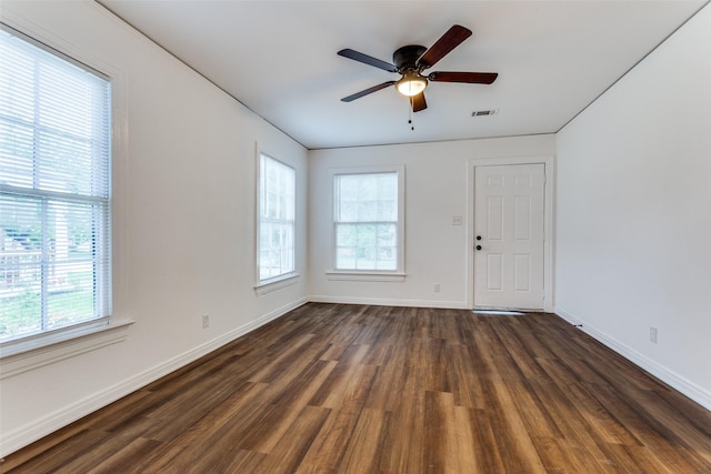4104 Valentine St, Fort Worth, TX 76107 - spare room with dark wood finished floors, baseboards, and a ceiling fan