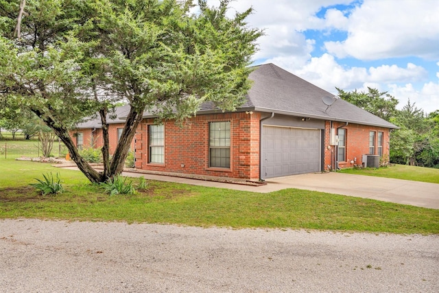 2310 N Walnut Grove Rd, Midlothian, TX 76065 - view of front of house featuring brick siding, driveway, a garage, roof with shingles, and cooling unit