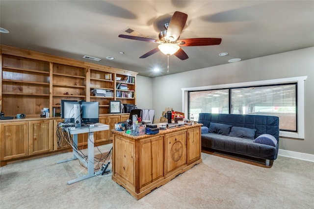 395 Yacht Cb Rd, Oak Point, TX 75068 - office space with ceiling fan and recessed lighting