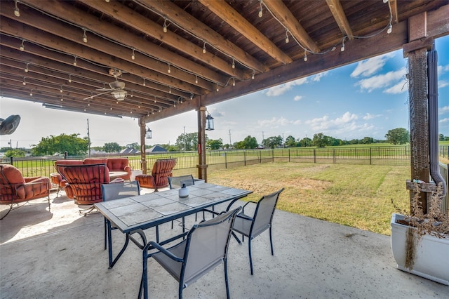395 Yacht Cb Rd, Oak Point, TX 75068 - view of patio featuring a view of rural / pastoral area, ceiling fan, and outdoor dining area