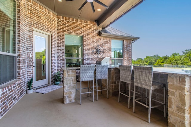 3340 Pleasantville Rd, Midlothian, TX 76065 - view of patio featuring a ceiling fan and grilling area