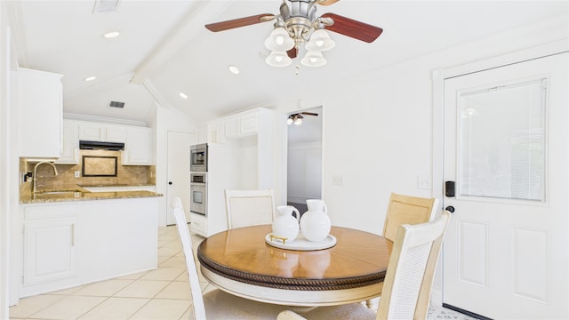 411 Roaring Springs Dr, Allen, TX 75002 - dining room featuring ceiling fan and light tile patterned flooring