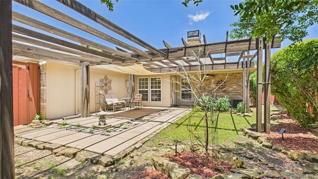 411 Roaring Springs Dr, Allen, TX 75002 - rear view of property featuring a patio area, a chimney, and a pergola