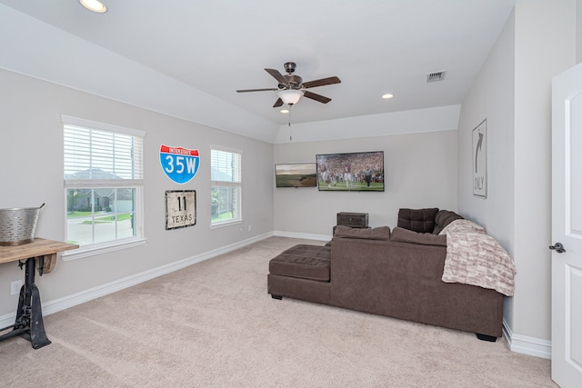 1205 Glacier Ct, Celina, TX 75009 - living room with carpet, ceiling fan, recessed lighting, and baseboards