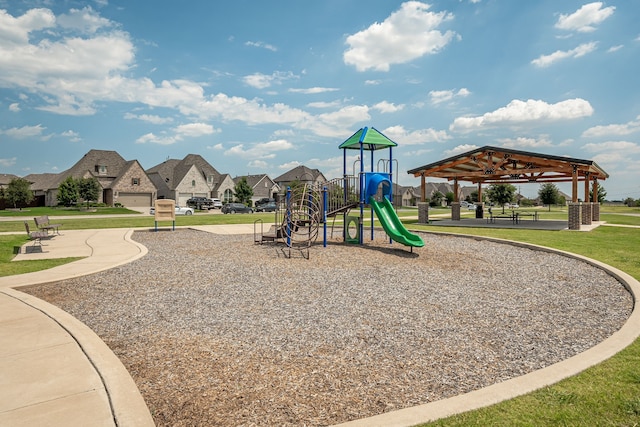 1205 Glacier Ct, Celina, TX 75009 - community jungle gym with a gazebo, a lawn, and a residential view