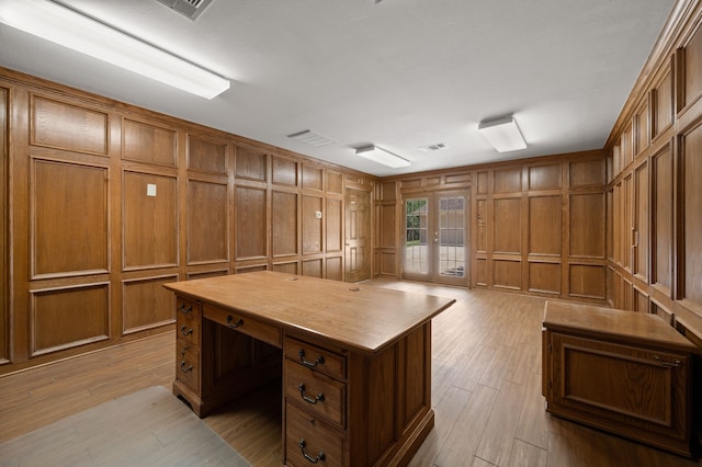 324 Lakeside Oaks Cir, Lakeside, TX 76135 - unfurnished office featuring a decorative wall, light wood finished floors, and built in study area
