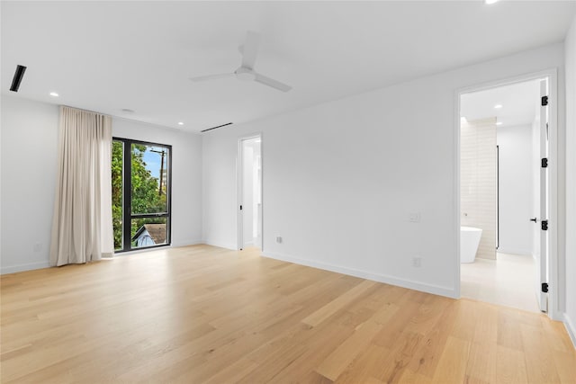 5029 Pershing St, Dallas, TX 75206 - spare room with light wood finished floors, ceiling fan, recessed lighting, and baseboards