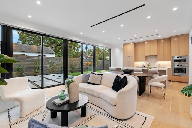 5029 Pershing St, Dallas, TX 75206 - living area featuring light wood-style flooring and recessed lighting