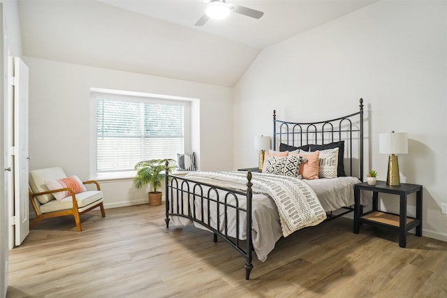 211 Windsong Way, Allen, TX 75002 - bedroom featuring vaulted ceiling, light wood-type flooring, baseboards, and ceiling fan