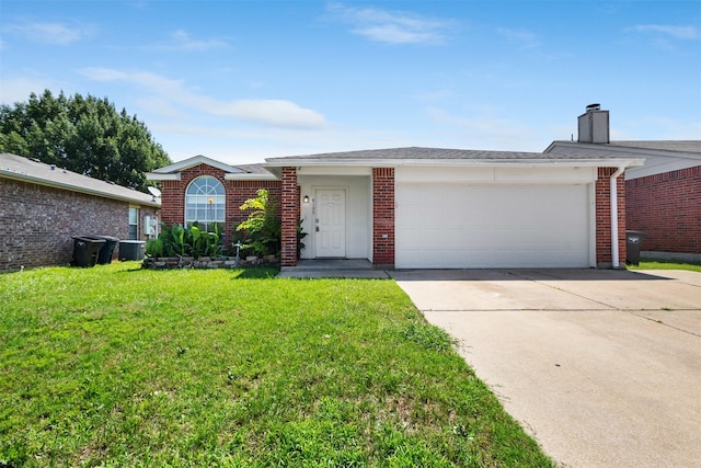 8109 Dripping Springs Dr, Fort Worth, TX 76134 - ranch-style home featuring a front yard, concrete driveway, an attached garage, and brick siding