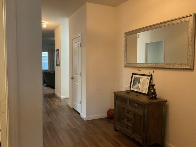 304 Gypsum Ln, Glenn Heights, TX 75154 - hallway featuring dark wood-type flooring and baseboards