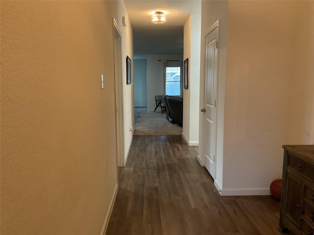 304 Gypsum Ln, Glenn Heights, TX 75154 - hall featuring baseboards and dark wood-style flooring