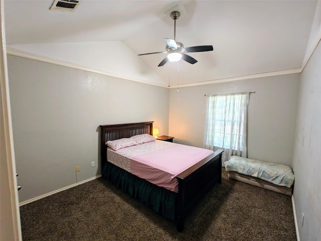 5309 San Mateo Ct, Arlington, TX 76017 - bedroom featuring lofted ceiling, carpet floors, and a ceiling fan