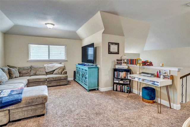 6158 Stillhouse Ln, Fort Worth, TX 76179 - carpeted living area with lofted ceiling and baseboards