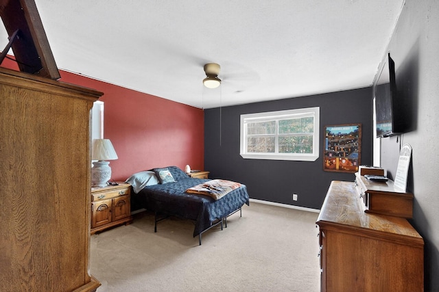 2913 Harlan Dr, Mesquite, TX 75150 - bedroom with light colored carpet, ceiling fan, and baseboards