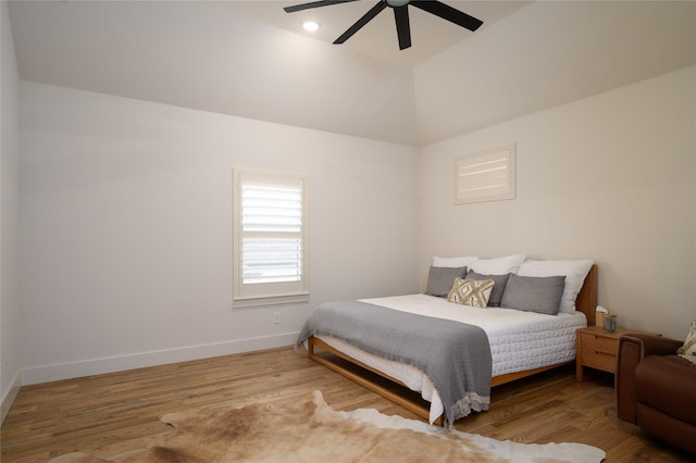 105 Shawnee Trl, Pottsboro, TX 75076 - bedroom with baseboards, ceiling fan, wood finished floors, and vaulted ceiling