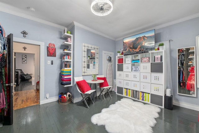 2832 Forest Ave, Fort Worth, TX 76112 - rec room with crown molding, hardwood / wood-style flooring, and baseboards