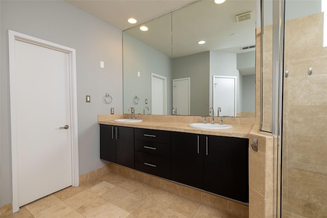 2411 N Hall St Unit 40, Dallas, TX 75204 - full bathroom with double vanity and recessed lighting