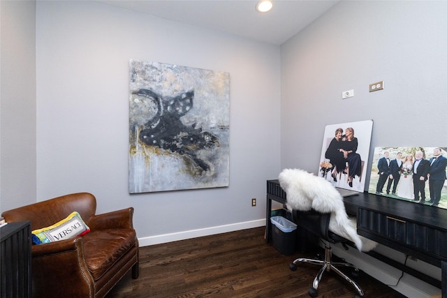2411 N Hall St Unit 40, Dallas, TX 75204 - office featuring baseboards, dark wood finished floors, and recessed lighting