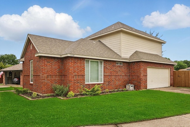 3304 Brooke St, Denton, TX 76207 - view of front of property with concrete driveway, brick siding, and a shingled roof