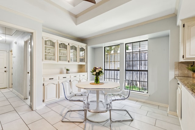 4130 High Star Ln, Dallas, TX 75287 - dining room with ornamental molding, light tile patterned floors, and baseboards
