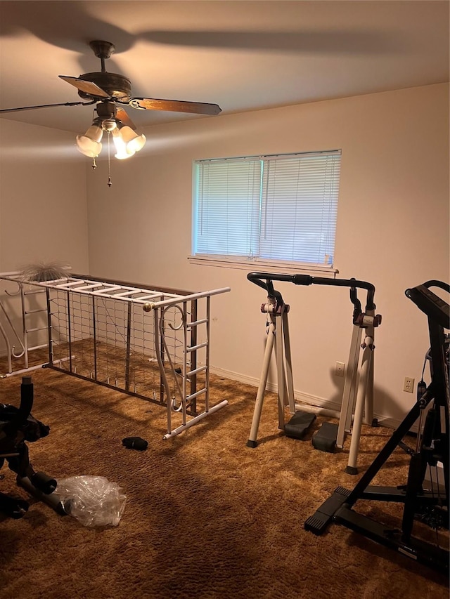 7204 Bobtail Cir, Shreveport, LA 71129 - workout room with carpet and a ceiling fan