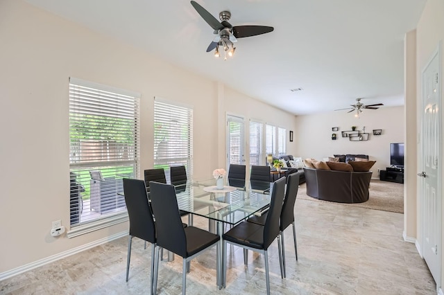 631 Ridgemont Dr, Allen, TX 75002 - dining space featuring ceiling fan and baseboards